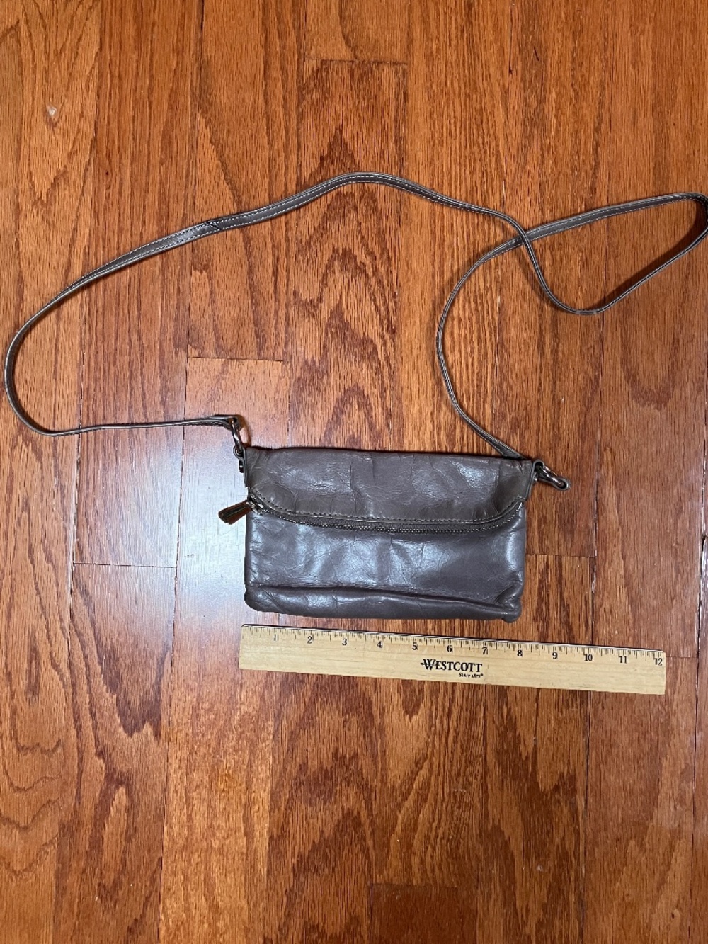 HOBO Lexi Leather Foldover Crossbody Bag – Gray - EUC